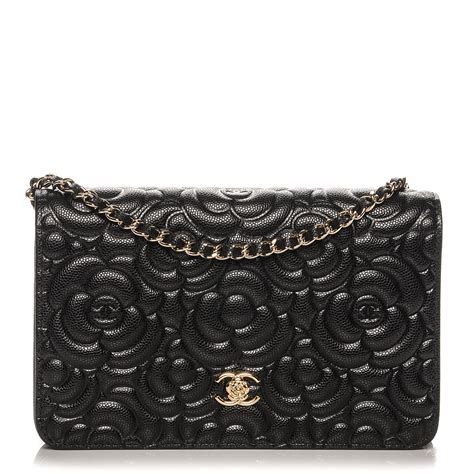 chanel black camellia wallet on chain|chanel wallet on chain details.